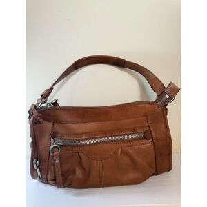 FOSSIL Tan Leather Shoulder Bag Medium Sized With Silver Hardware & Key